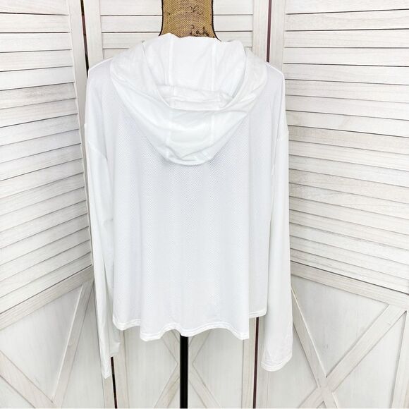 Fabletics Kaia Cropped Hoodie White XL Light Weight Perforated - Picture 5 of 14